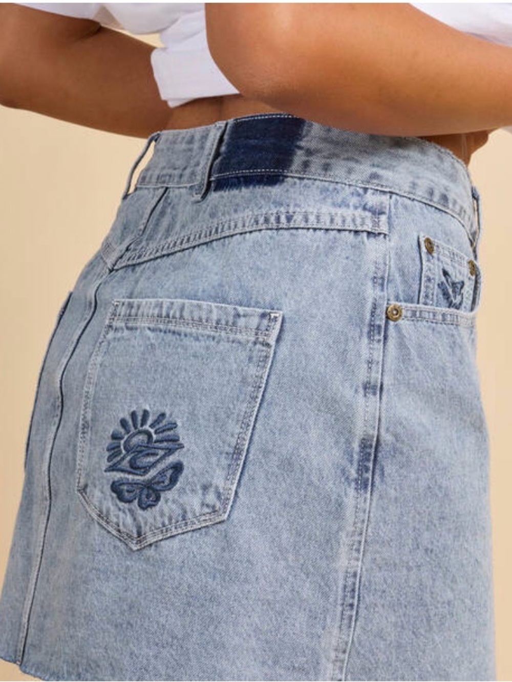 Rip Curl Women's Washed Light Wash Denim Cargo Mini Skirt